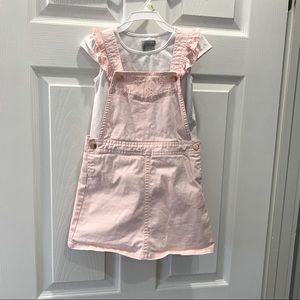 Tahari Pink and White Overall Skirt Set- 4T